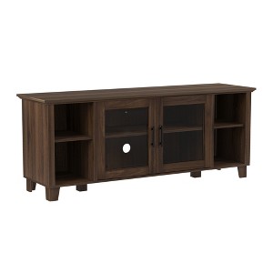 Rustic Transitional 2 Door TV Stand for TVs up to 65" Dark Walnut - Saracina Home: Entertainment Center with Adjustable Shelves, Cable Management - 1 of 4
