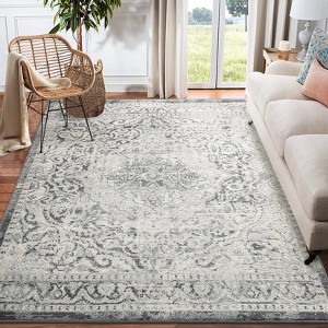 Large Living Room Rug 7'10''x10'2'' Vintage Medallion Rug Non Shedding Soft Low Pile Premium Fuzzy Plush Carpet - 1 of 4