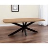HomeRoots 82" Natural And Black Solid Wood And Iron Pedestal Base Dining Table - 2 of 4