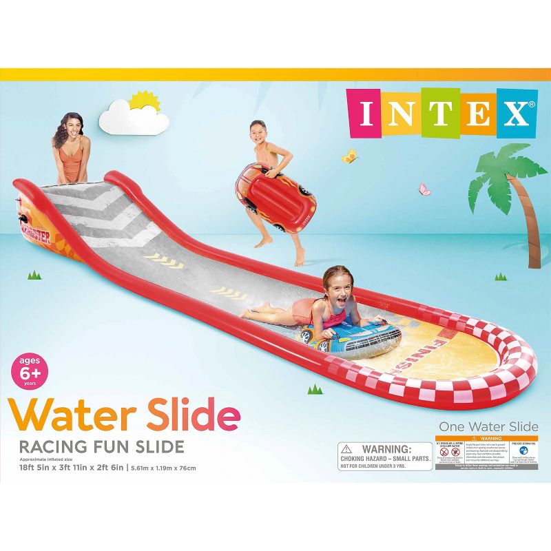 Intex 57167EP 18.5 Foot Long Inflatable Racing Fun Water Slide Track with 2 Surf Car Riders and Built-In Sprayer for Ages 6 and Up, 5 of 9