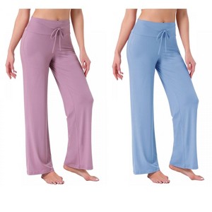 INSPIRE CHIC Women's 2 Pcs Pajama Pants Wide-Leg Casual Lounge Yoga Drawstring Bottoms - 1 of 4