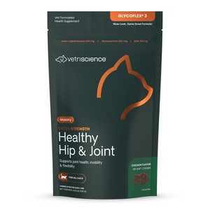 VetriScience Extra Strength Healthy Hip & Joint Chews for Cats, Chicken Flavor, 60 Count Bag - 1 of 3