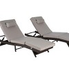 Outdoor Wicker Garden Reclining Lounge Chairs Set of 2,Adjustable Wave Recliner Chairs with Cushion,Patio Poolside Chaise Lounge-Coolbibila - 3 of 4