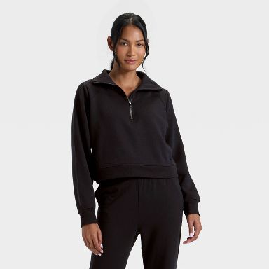 Women's Active Comfort 1/2 Zip Pullover Sweatshirt - All In Motion™ Black XS