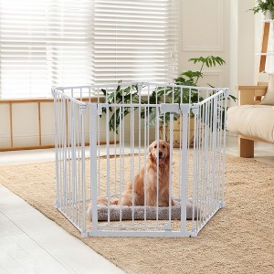 GOTGELIF Baby Safety Gate 127.8" Extra Wide Playard 5 Panels Hardware Mount Auto Close - 1 of 4
