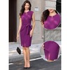 INSPIRE CHIC Women's Sleeveless Split Neck Belted Front Slit Belted Office Sheath Midi Dresses - 2 of 4