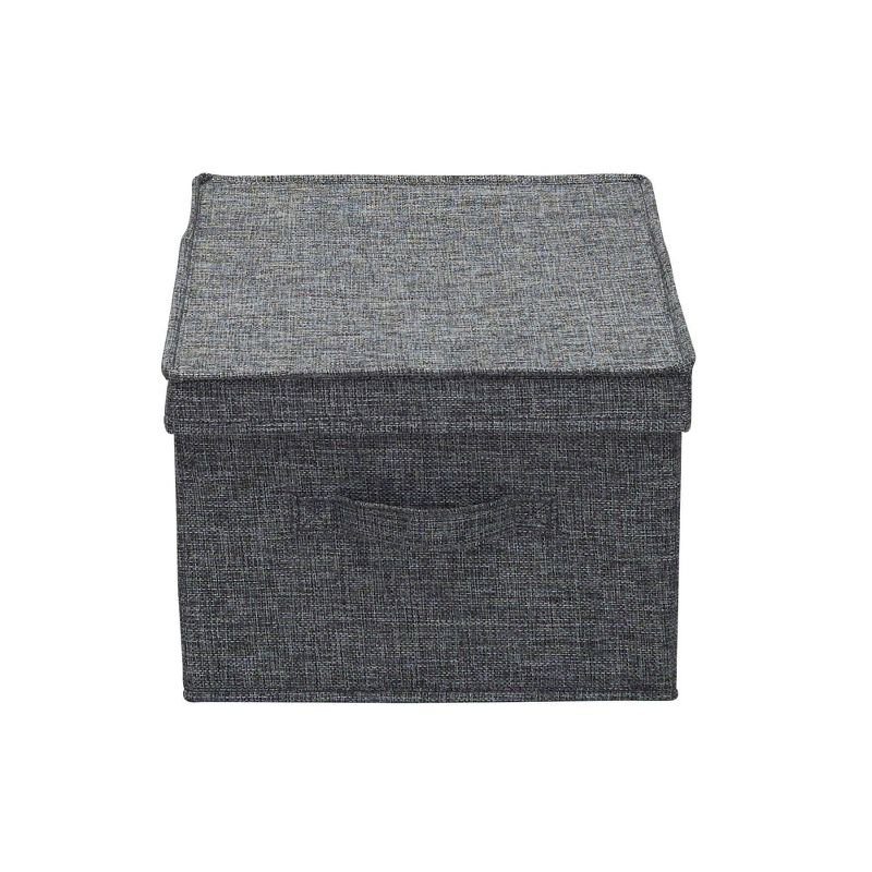 Household Essentials Set of 2 Large Storage Boxes with Lids Graphite Linen, 6 of 10