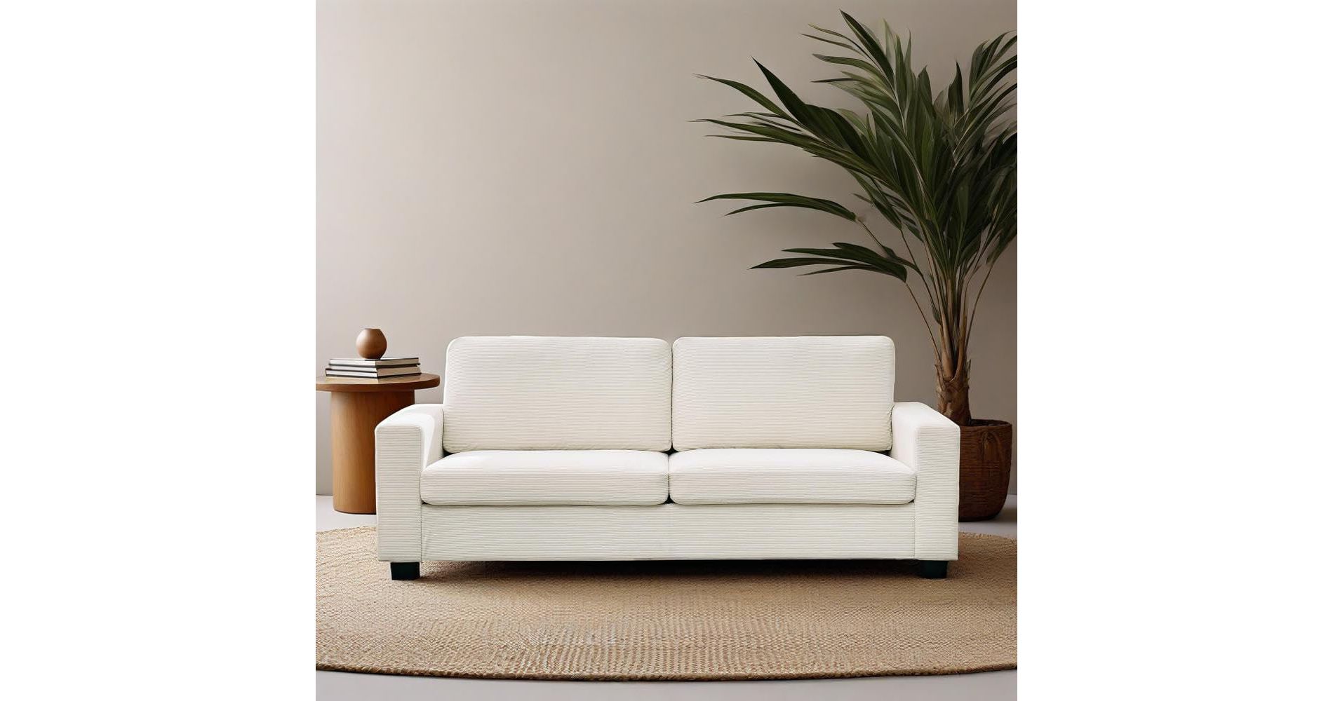 Garvee Modern Sofa, 3-Seater Corduroy Couch with Wide Armrests, Removable Washable Cushion Covers for Living Room, Bedroom