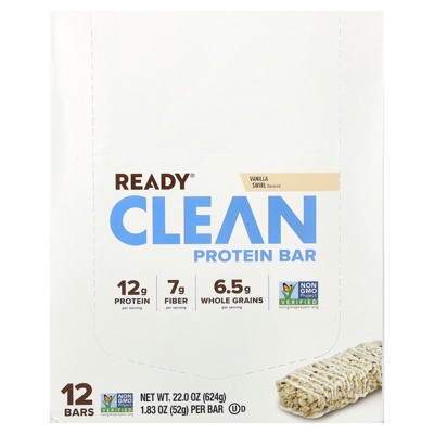Ready Clean Protein Bar, Vanilla Swirl, 12 Bars, 1.83 oz (52 g) Each