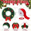 6 Pcs Tinsel Wreaths with Balls Outdoor Cemetery Tinsel Wreath with Bows Ribbon Xmas Holiday Indoor Outdoor Cemetery - 2 of 4