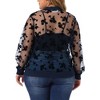 Agnes Orinda Women's Plus Size Bomber Mesh Sheer Floral Lace Long Sleeve Fashion Jackets - 4 of 4