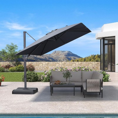 PURPLE LEAF Cantilever Telescopic Umbrella for Swimming Pool, Patio, Porch, Garden
