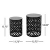 CAVINAS 2-Pack Cylindrical Shape Patio Side Table with Floral-inspired Pattern, Iron-cut Outdoor End Table for Patio, Patio End Tables/Outdoor Table - 3 of 4