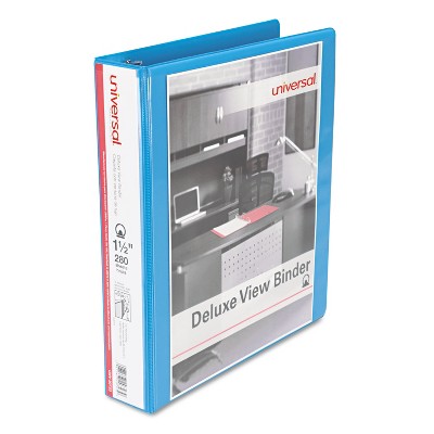 UNIVERSAL Deluxe Round Ring View Binder 1-1/2" Capacity Light Blue 20723
