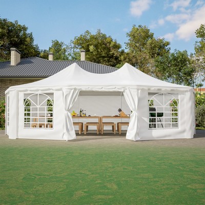 Vynxaria White 29x21ft Party Tent Wedding Tent Waterproof UV Protection Outdoor Gazebo Pavilion Shelter Tent