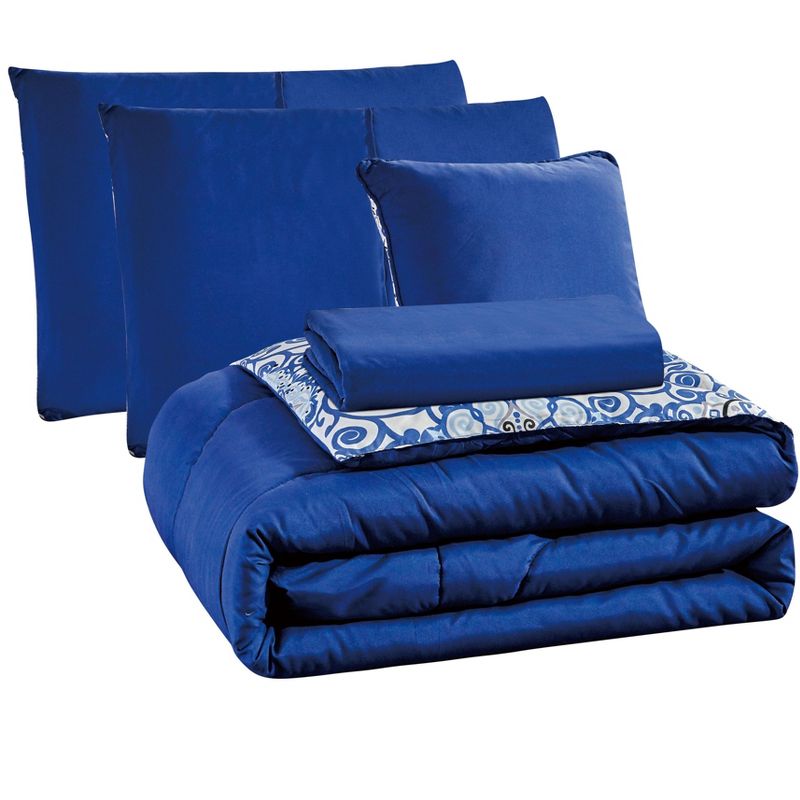 Lux Decor Collection 5 Piece Comforter Set Reversible - Microfiber Down Alternative Bedding Comforter Set, 4 of 9