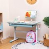 Costway Height-Adjustable Kids Desk Children Study Table with Tilt Desktop & Book Stand Blue/Pink - 2 of 4