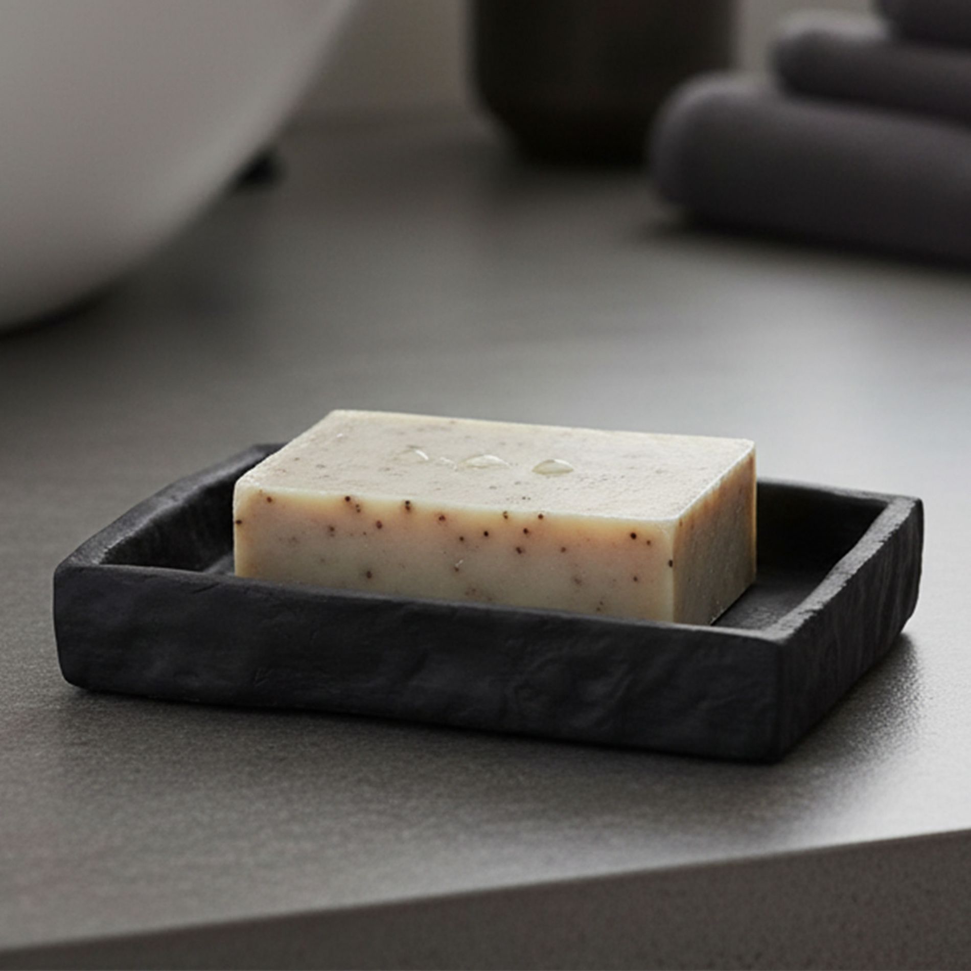 Evideco French Home Goods Elegant Stone-Effect Soap Dish Holder - Versatile Resin Tray for Bathroom Vanity