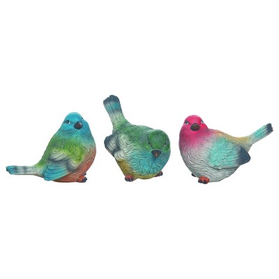 Transpac Medium Resin Rainbow Bird Set of 3 Spring Home Decorations