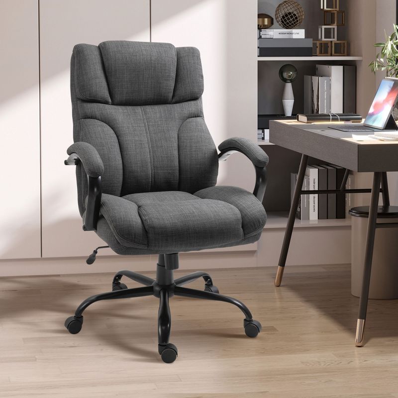 Vinsetto 500lbs Big and Tall Office Chair with Wide Seat, Ergonomic Executive Computer Chair with Adjustable Height, Swivel Wheels and Linen Finish, 3 of 9