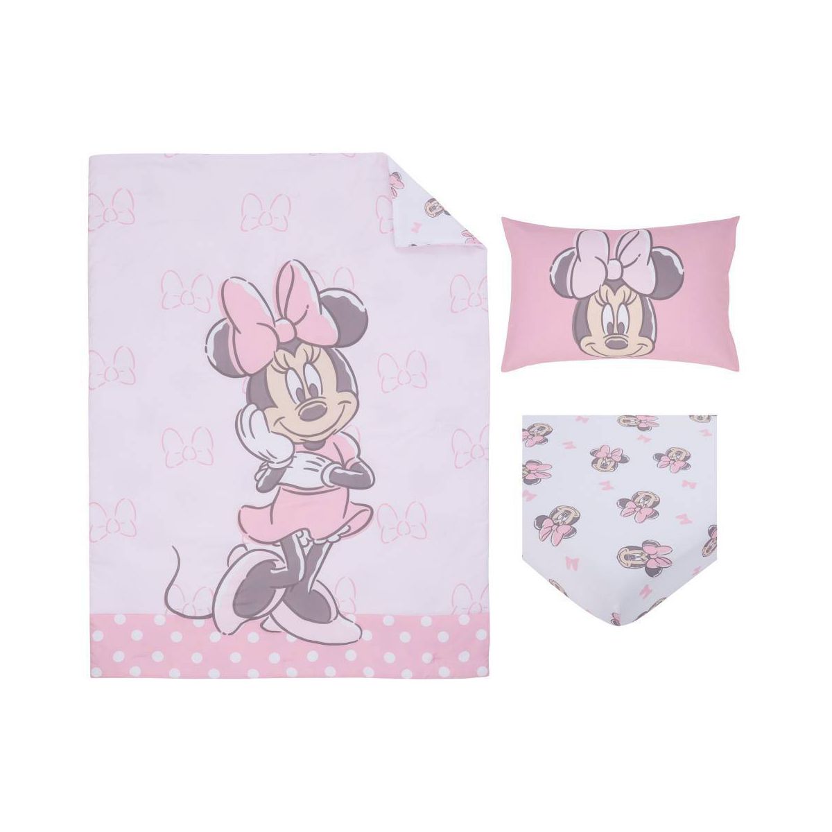 Minnie Mouse 4pc Disney Dancing Bows Toddler Comforter Bedding Set - thumbnail 6