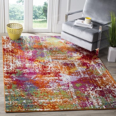 Abstract Multicolor Synthetic Mid-Century Modern Area Rug