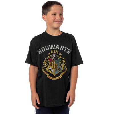 Seven Times Six Harry Potter Hogwarts T-Shirt Boys' Distressed Crest Graphic Tee Black