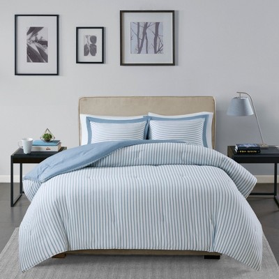 Full Blue Reversible Down Alternative Microfiber Comforter Set