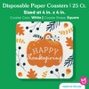 Big Dot of Happiness 25 Ct Happy Thanksgiving Drink Coasters, 4-Inch Disposable Square Paper Coasters for Fall Harvest Party Decoration - 4 of 4