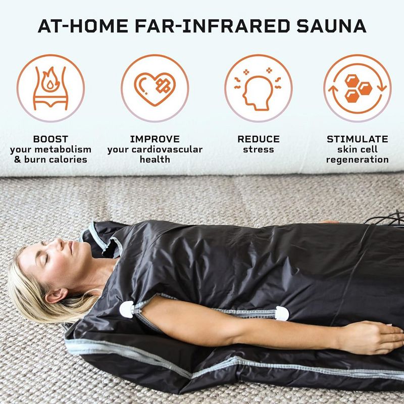 LifePro Portable Far Infrared Sauna Blanket for Home Detox - Calm Your Body and Mind, Large black Design for Effective Detoxification, 2 of 7