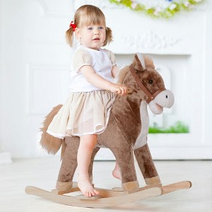 Resenkos Kids Rocking Horse, Ride on Horse for Toddlers with Soft Plush Body, Brown - 1 of 4