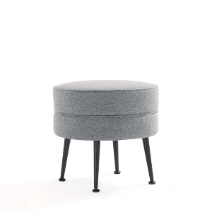 Sapphtopaz 18.11" Modern Round Ottoman Small Upholstered Accent Stool with Metal Legs Versatile Footstool for Living Room, Entryway - 1 of 4