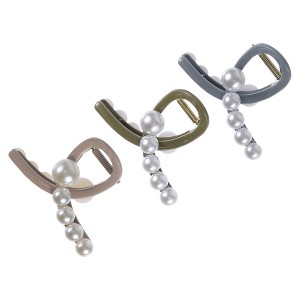 Unique Bargains Women's Classic Faux Pearl Hairpin 3.23"x2.13"x1.77" Multicolor 3 Pcs - 1 of 3