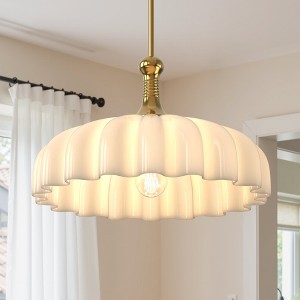 YANSUN Single-Light Pendant with 400mm Glass Shade, Copper Finish, Non-Integrated Bulb, E26 Socket - 1 of 1