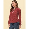 Allegra K Women's Bow Tie Neck Ruffled Collar Printed Long Sleeve Vintage Blouse - 3 of 4