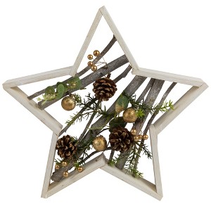 Northlight Pinecones and Berries Star Shaped Wooden Christmas Decoration - 14.5" - 1 of 4