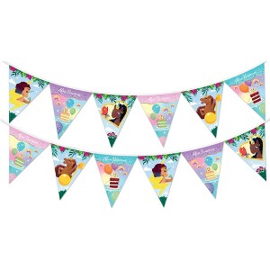Treasures Gifted Afro Unicorn Pennant Banners - Pre-strung Triangle Pennant Banners - Afro Unicorn Birthday Party Decorations - 1 of 4