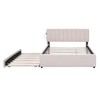 Queen/Full/Twin Size Teddy Fleece Upholstered Platform Bed with Trundle Bed and LED Lights-ModernLuxe - 4 of 4