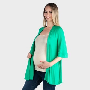 24seven Comfort Apparel Maternity Open Front Jacket with Elbow Sleeve - 1 of 3