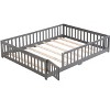 NicBex Twin Size Wood Montessori Bed with Safety Guardrails,Floor Bed Frame with Door,Modern Toddler Bed for Bedroom,Gray - 2 of 4