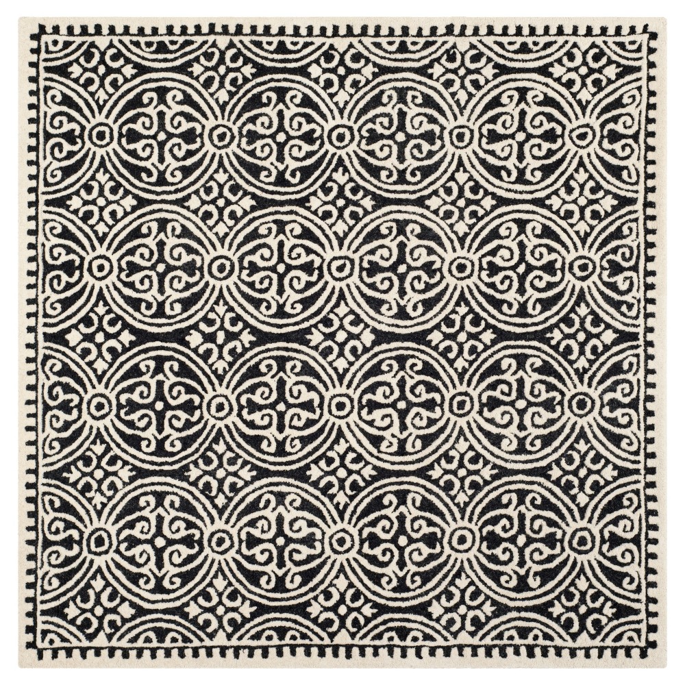 4'x4' Square Marlton Rug Black/Ivory Square - Safavieh