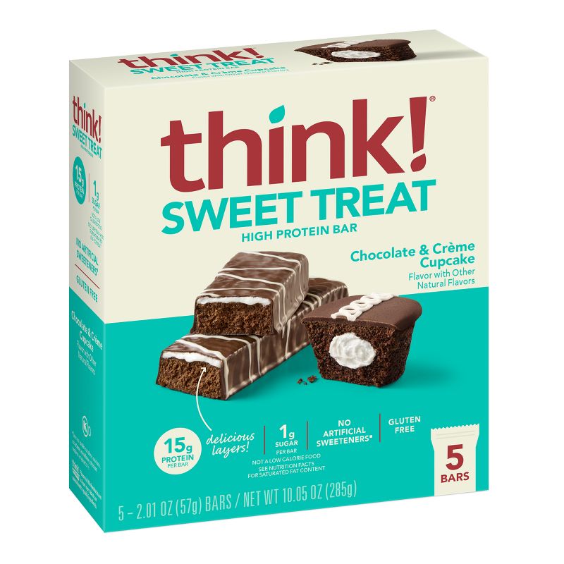 THINK! Chocolate &#38; Cr&#232;me Cupcake Protein Bar - 10.05oz/5ct, 1 of 8