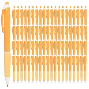 Simply Genius 100 pack of Office Pens, Retractable Ballpoint Pens in Black Ink for Schools, Notebooks, Journals (Orange, 100pcs) - 1 of 4