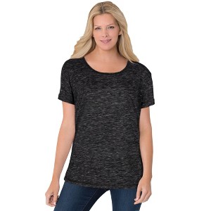 Woman Within Marled Cuffed-Sleeve Tee - 1 of 4