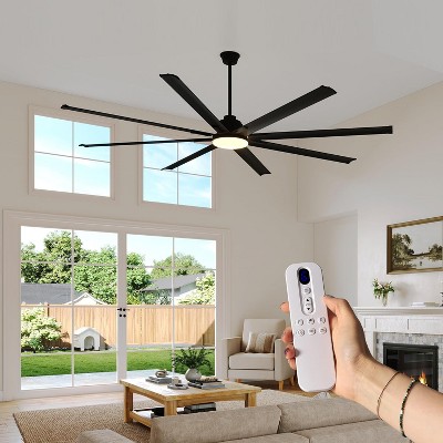 AMERLIFE Ceiling Fan with Light, 8-Blade Large Fan, Remote Control, 6-Speed DC Motor, 3-Color LED, for Indoor/Outdoor Use