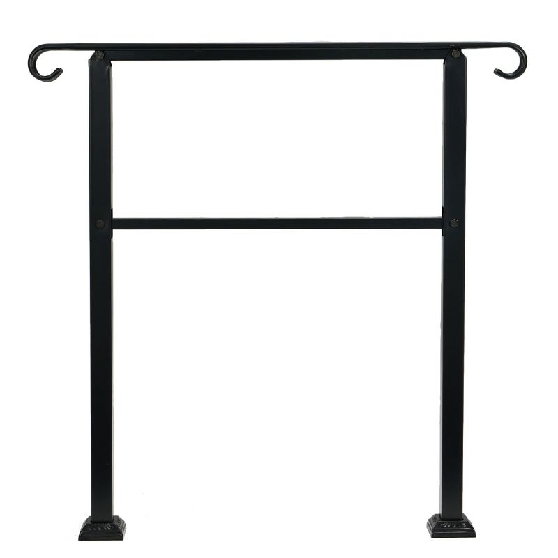 JOMEED UP040 1, 2, or 3 Step Wrought Iron Transitional Entrance Handrail with Hardware for Outdoor Spaces, Walkways, Patios, and More, Black, 4 of 7