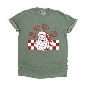 Simply Sage Market Women's Ho Ho Ho Checkered Short Sleeve Garment Dyed Tee - 1 of 4