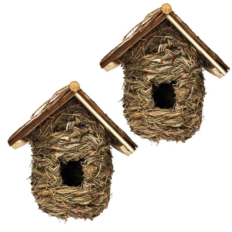 2pc Wood Birdhouse Set Naturals - Backyard Expressions, 1 of 12