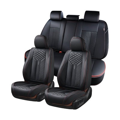 Coverado Car Seat Covers Front and Back Waterproof Faux Leather, Car Seat Protector Universal Fit for Most Cars