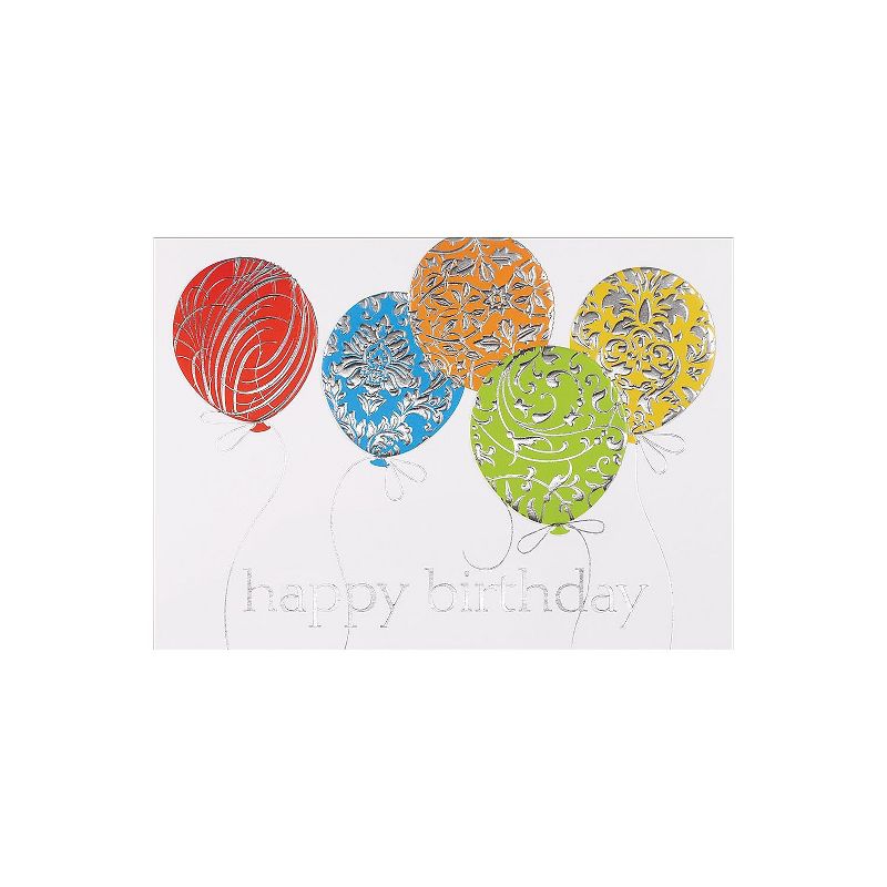 JAM Paper Blank Birthday Cards Set Birthday Balloons Theme 526M0424WB, 1 of 2